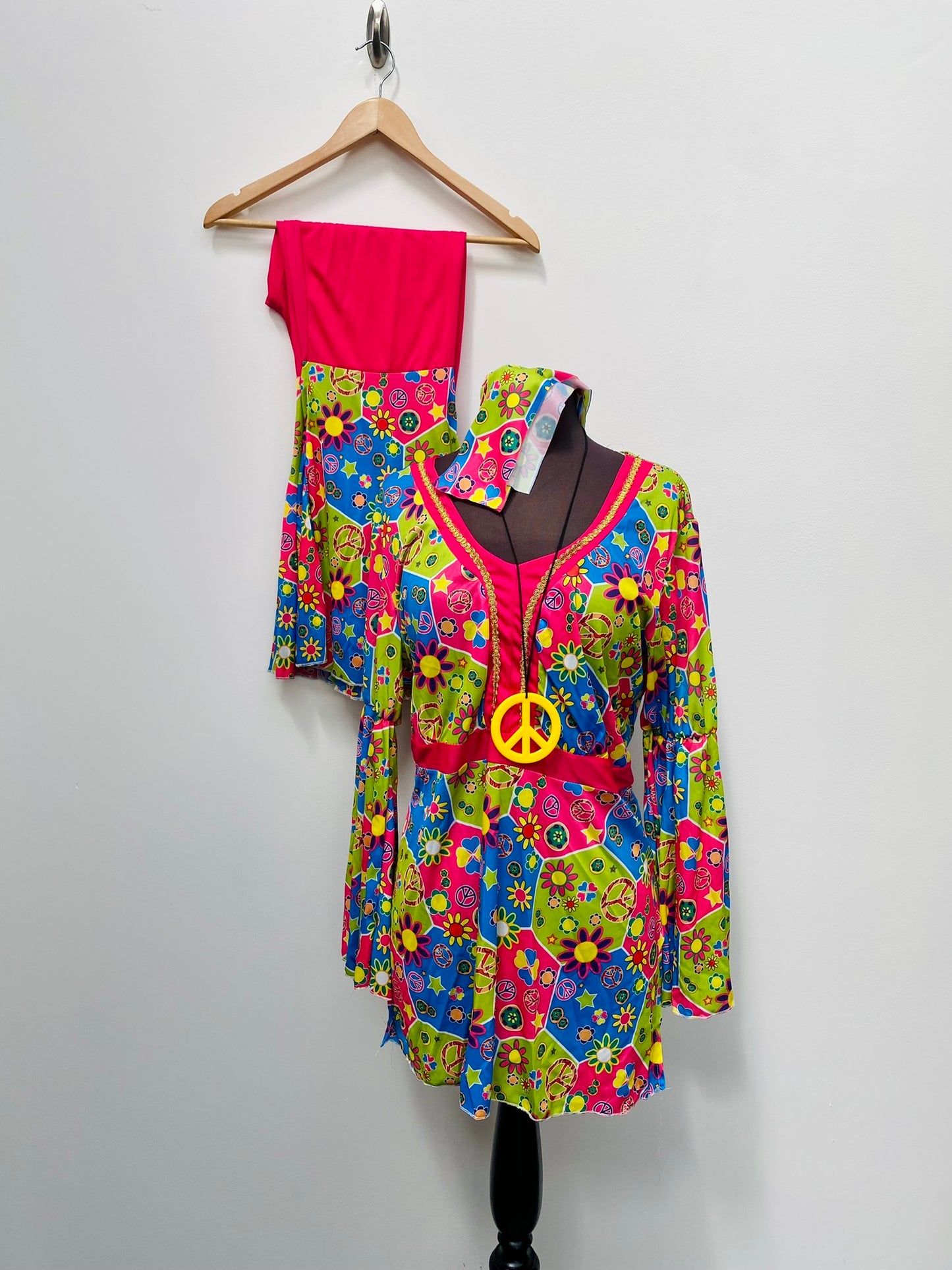 60s-70s style Groovy Chick Hippie Outfit Size large 18-20 - Ex Hire Fancy Dress Costume
