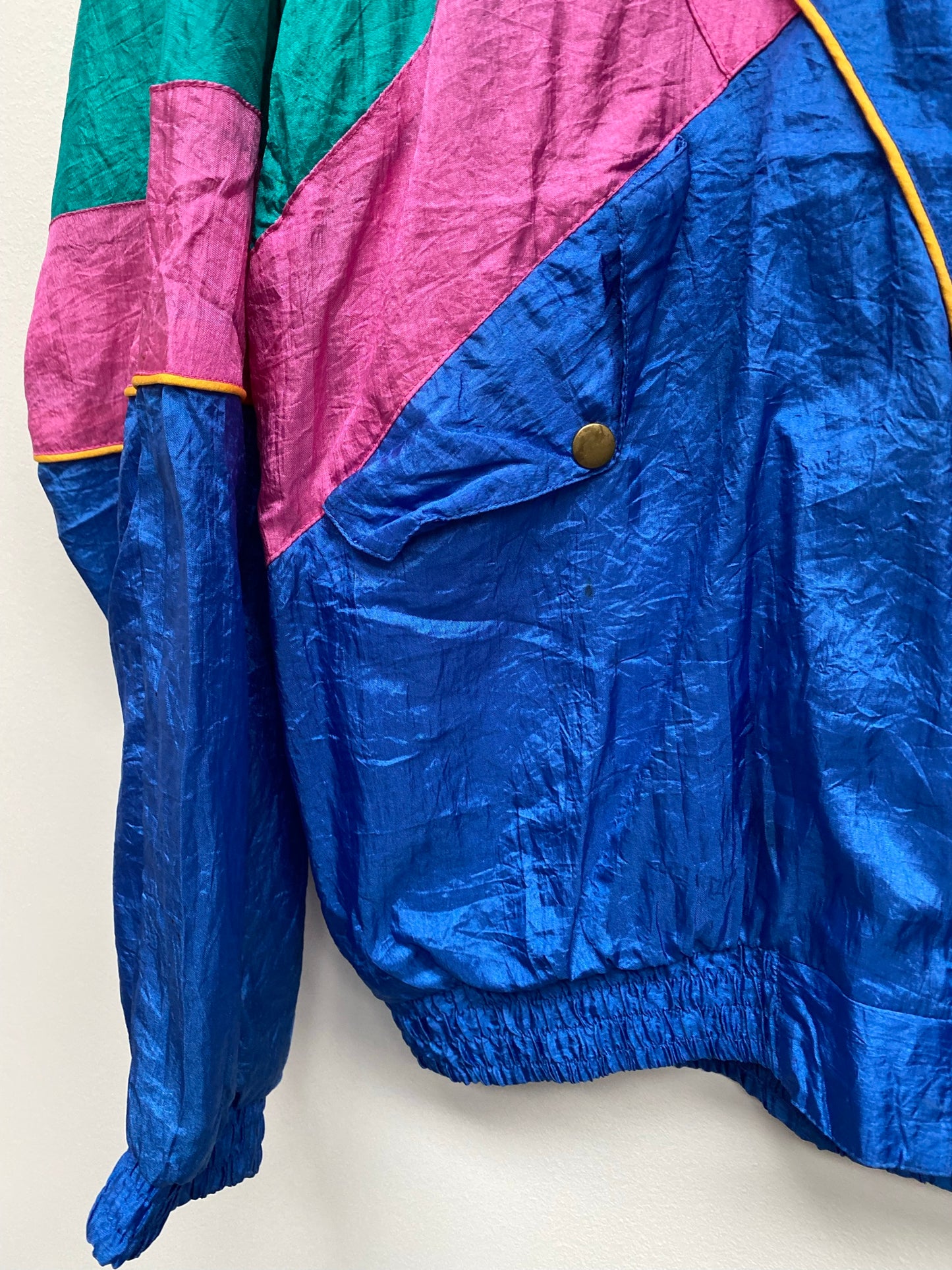 Vintage 80s green pink & blue shell jacket Size L - festival wear