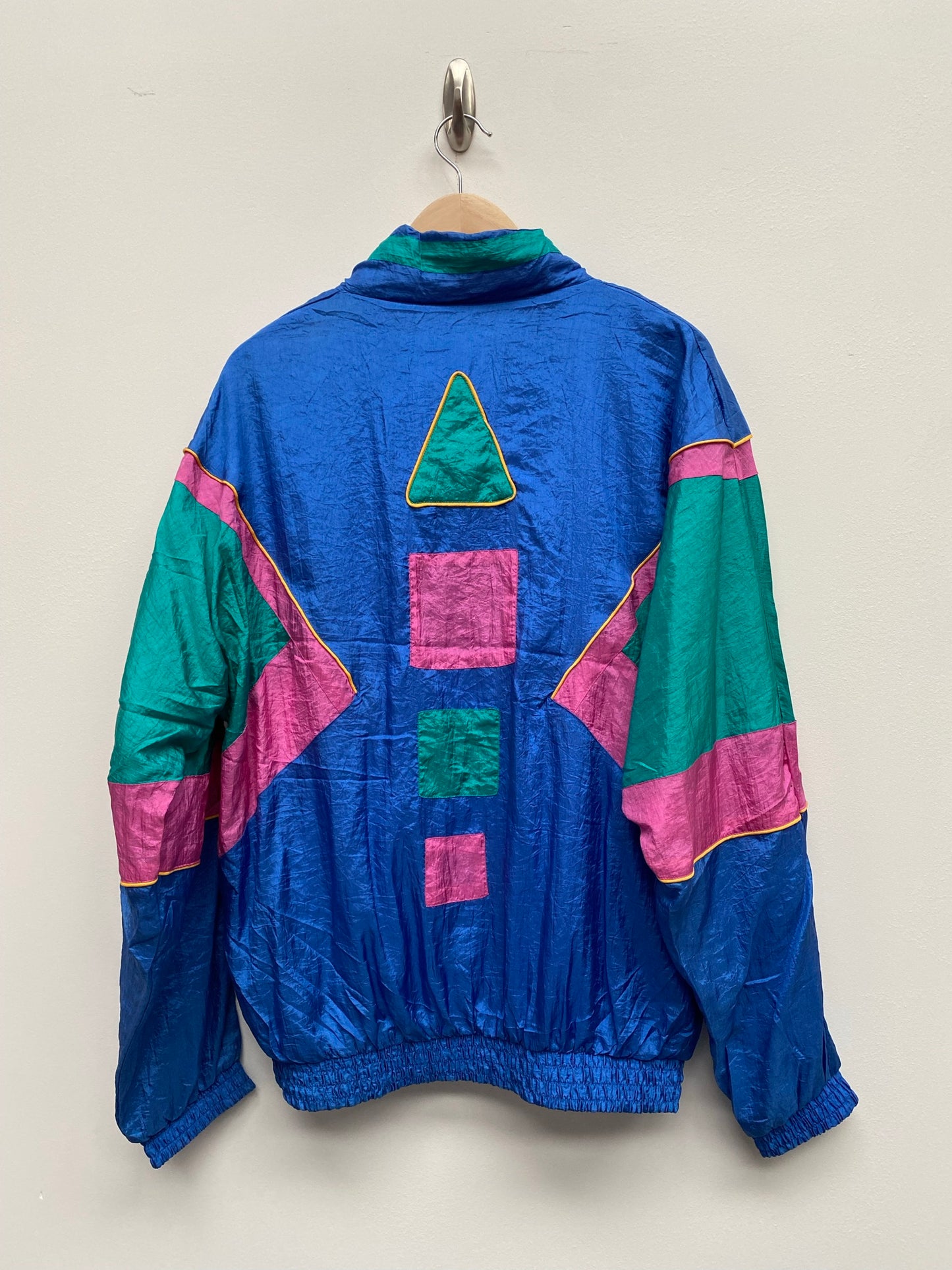 Vintage 80s green pink & blue shell jacket Size L - festival wear