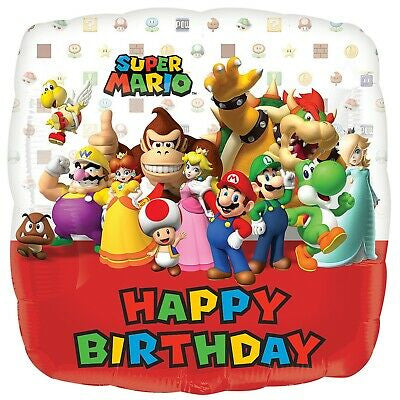 Anagram Foil Helium Balloon - Super Mario Happy Birthday