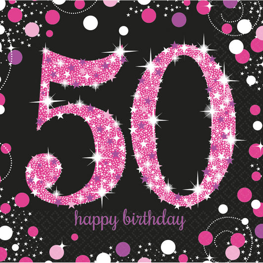 Amscan 50th Birthday Sparkling Celebration Napkins 16Pk