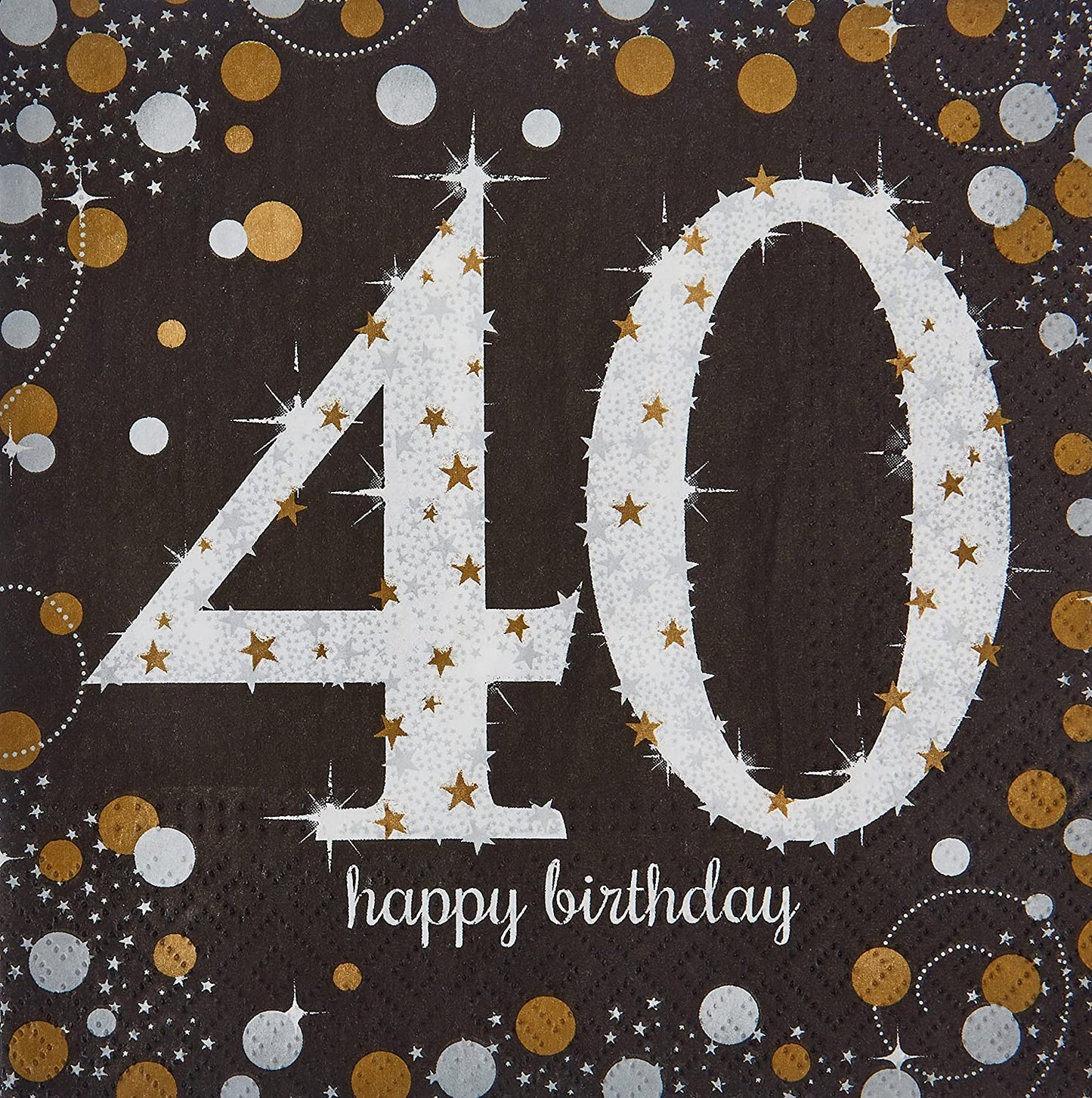 Amscan 40th Birthday Sparkling Celebration Napkins 16Pk