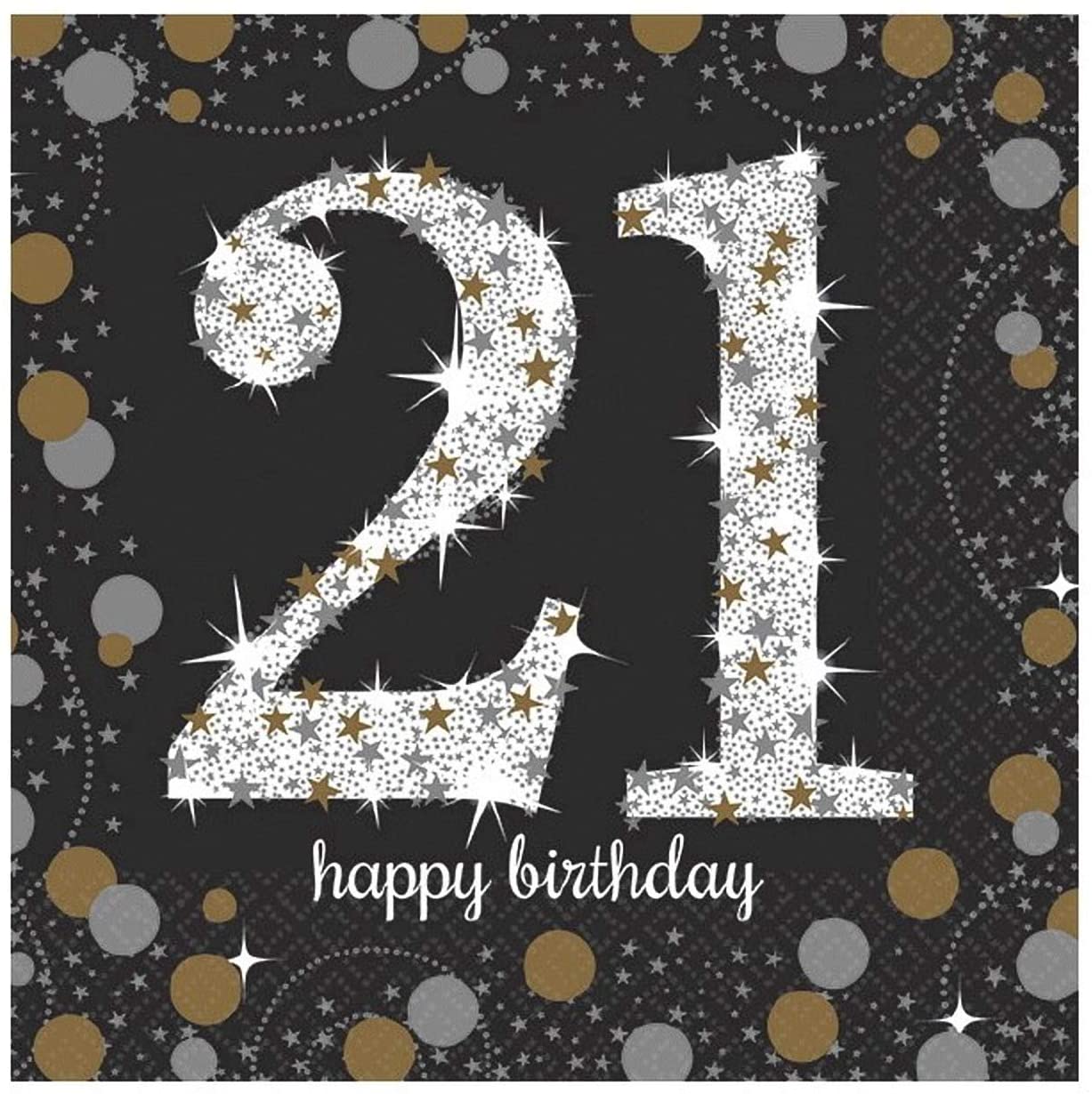 Amscan 21st Birthday Sparkling Celebration Napkins 16Pk