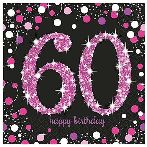 Amscan 60th Birthday Sparkling Celebration Napkins 16Pk