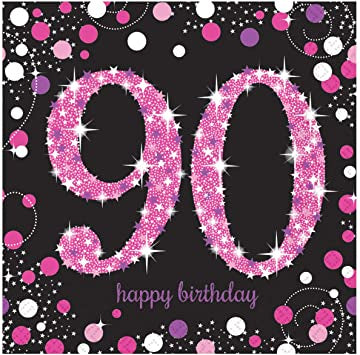 Amscan 90th Birthday Sparkling Celebration Napkins 16Pk