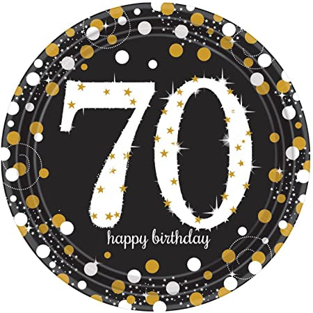 Amscan 70th Birthday Sparkling Celebrations Paper Plates 8Pk