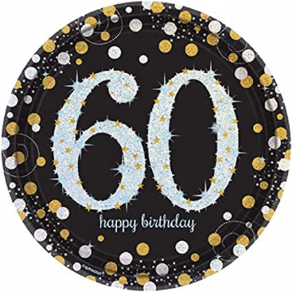 Amscan 60th Birthday Sparkling Celebrations Paper Plates 8Pk