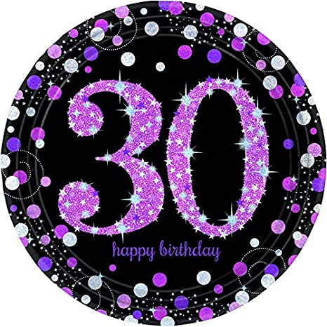 Amscan 30th Birthday Sparkling Celebrations Paper Plates 8Pk