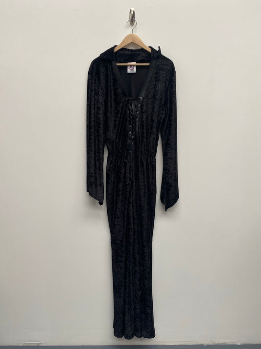 70s style Black velour flared jumpsuit Size Large - Ex Hire Fancy Dress Costume