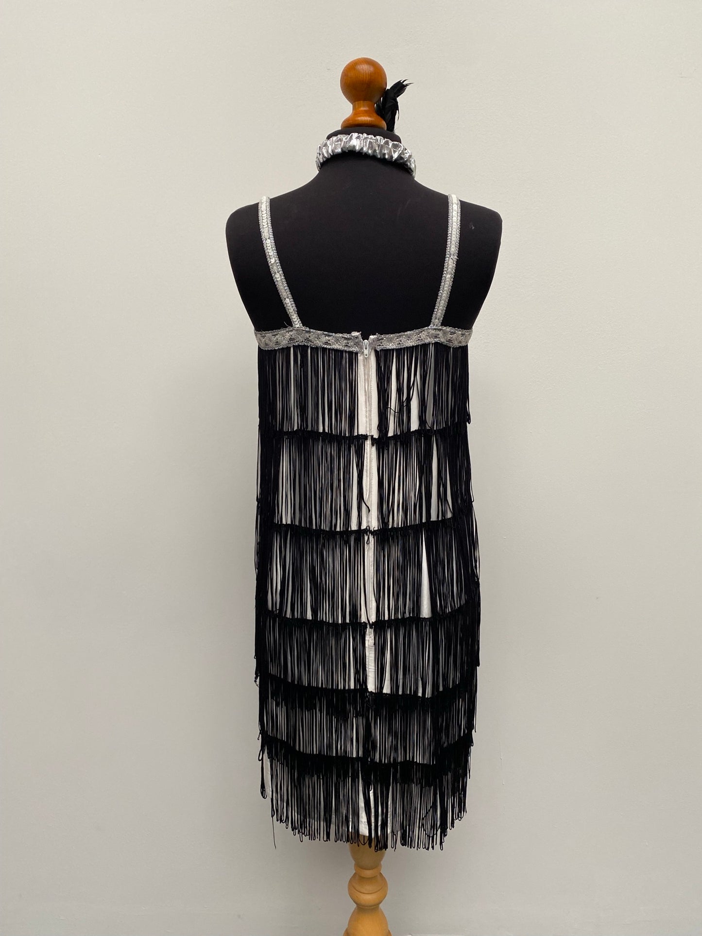 1920s style White Black flapper dress Size 8-10 - EX Hire Fancy Dress Costume