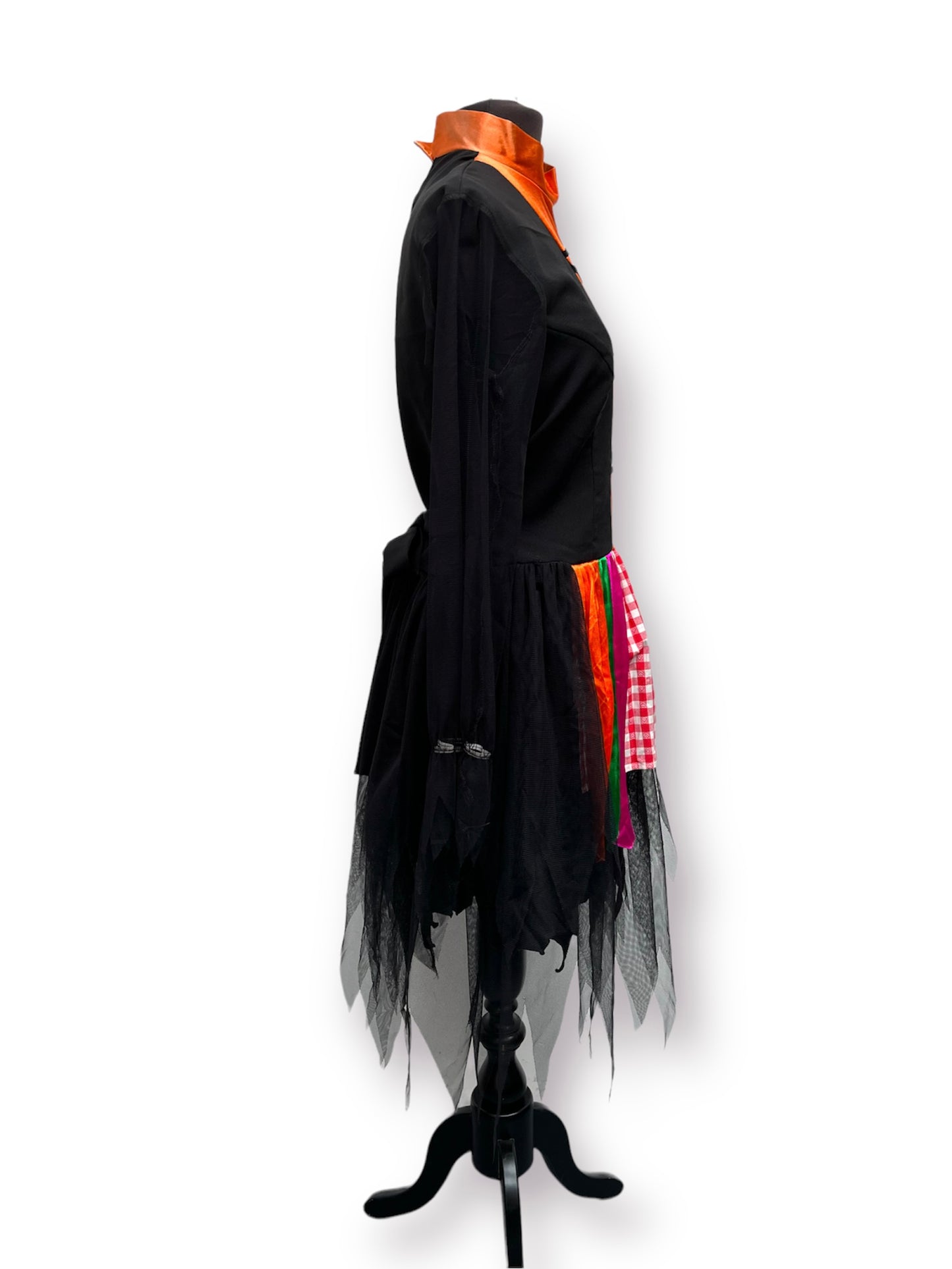 Black & Orange Halloween Witch Dress & Hat - Ex Hire Fancy Dress Costume