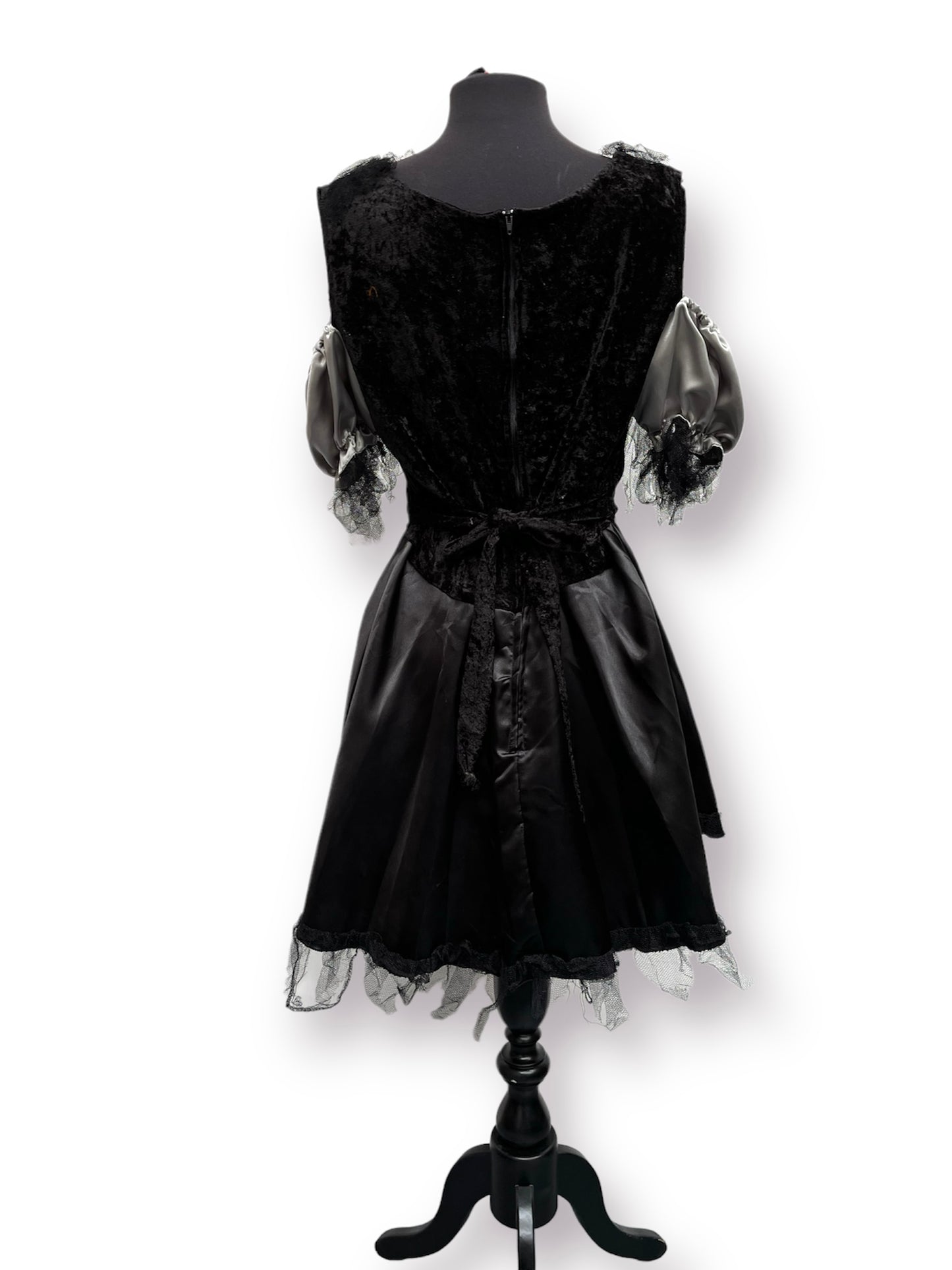 Black & Silver Halloween Witch Dress 7 Hat Size 8-10 - Ex Hire Fancy Dress Costume