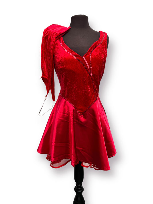 Sexy Short Halloween Red Devil Dress with Cuffs Size Small - Ex Hire Fancy Dress Costume