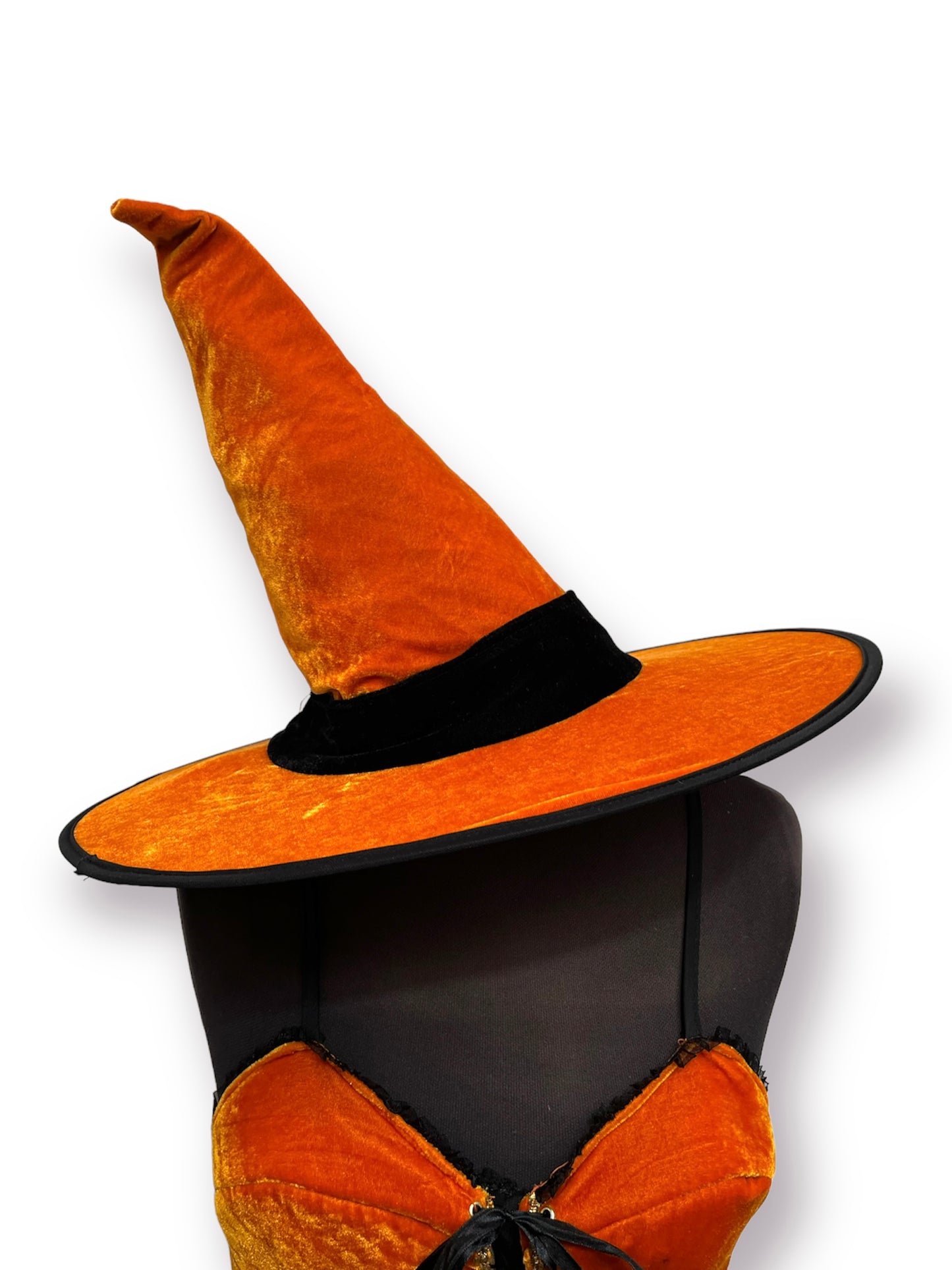 Orange Halloween Witch Dress & Hat Size 8-10 - Ex Hire Fancy Dress Costume