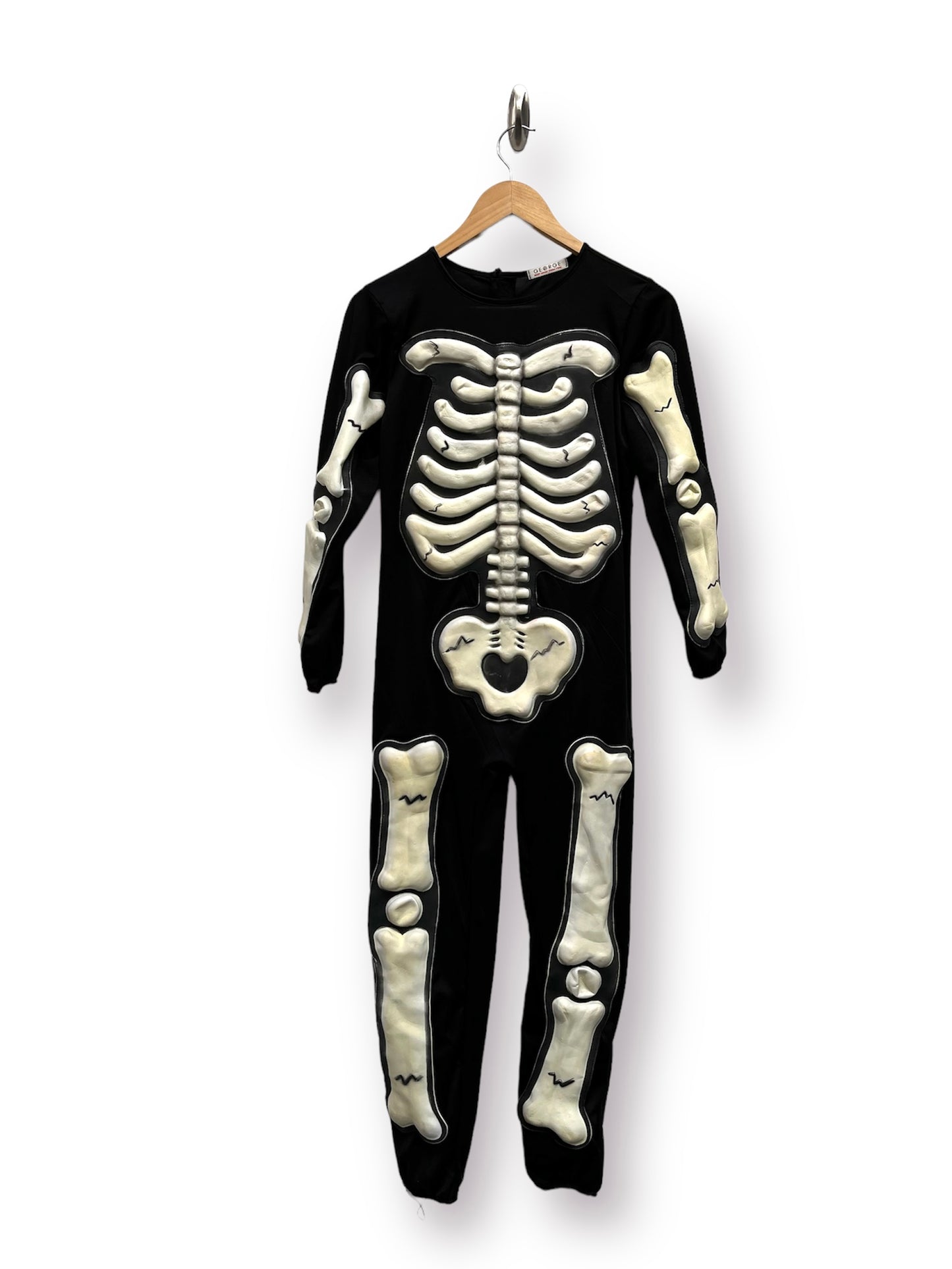 Halloween Skeleton Suit & Gloves NO MASK 11-12 years - Ex Hire Fancy Dress Costume