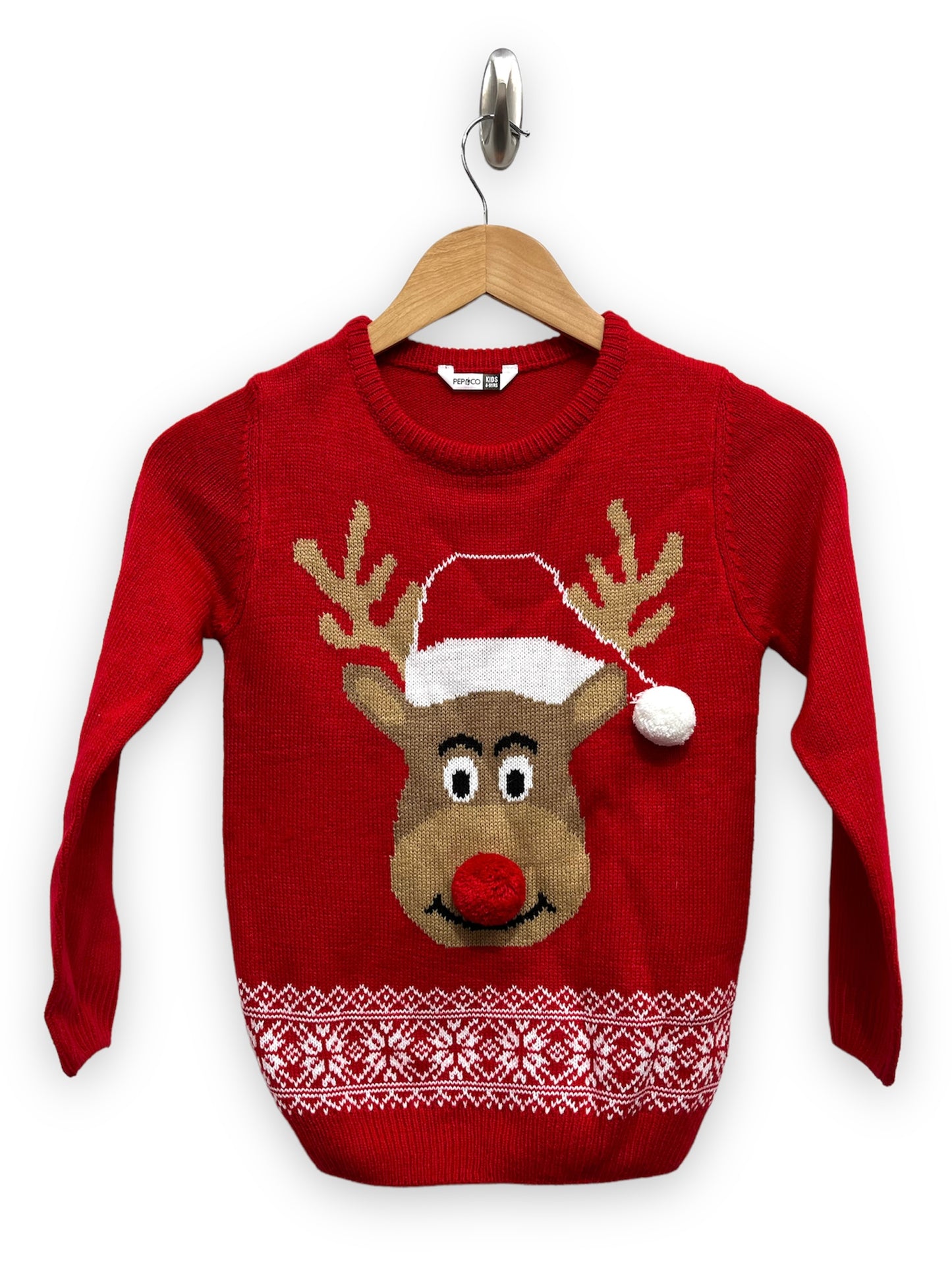 Childrens Red Rudolf Christmas Jumper Age 8-9 years
