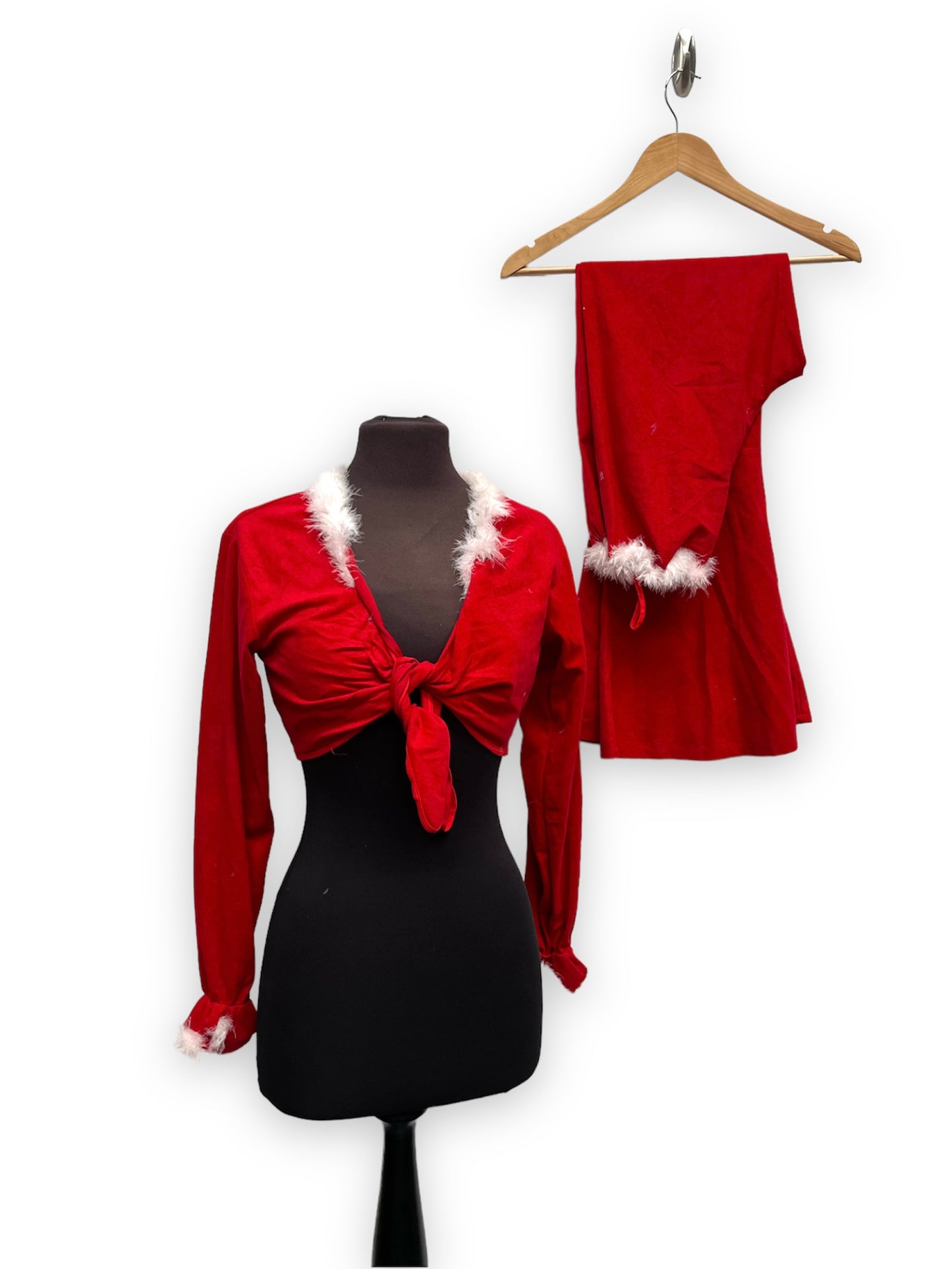 Ladies Christmas 2-piece Red Flared set - Ex Hire Fancy Dress Costume