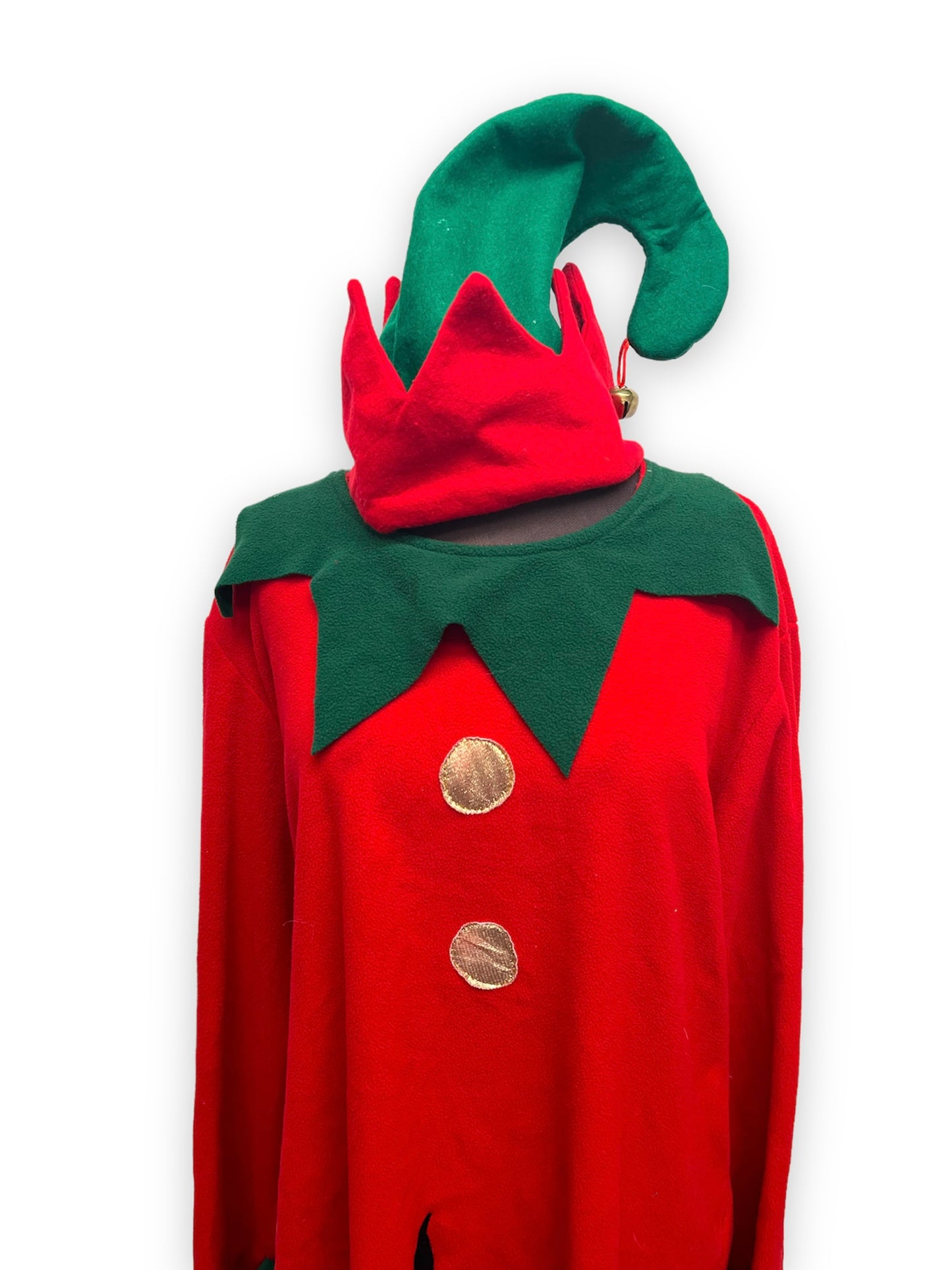 Christmas Elf Costume Green/Red 2XL - Ex Hire Fancy Dress Costume