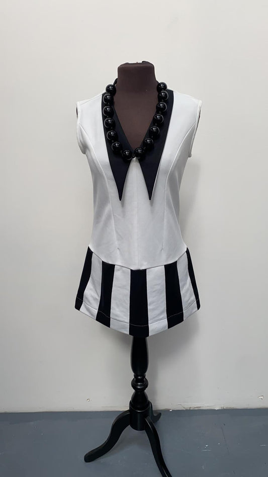 60s Black & white Mod Dress Size 10-12 - Vintage Clothing